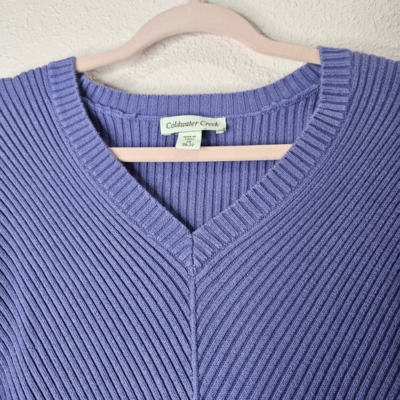 Coldwater Creek Women's Purple V-Neck Ribbed Long Sleeve Sweater Plus Size 2X - Picture 3 of 7
